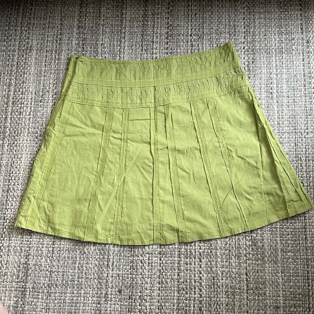 prAna Cotton Raw Edge A-Line mini‎ Skirt women 14 preppy Green preppy coastal - Picture 4 of 7